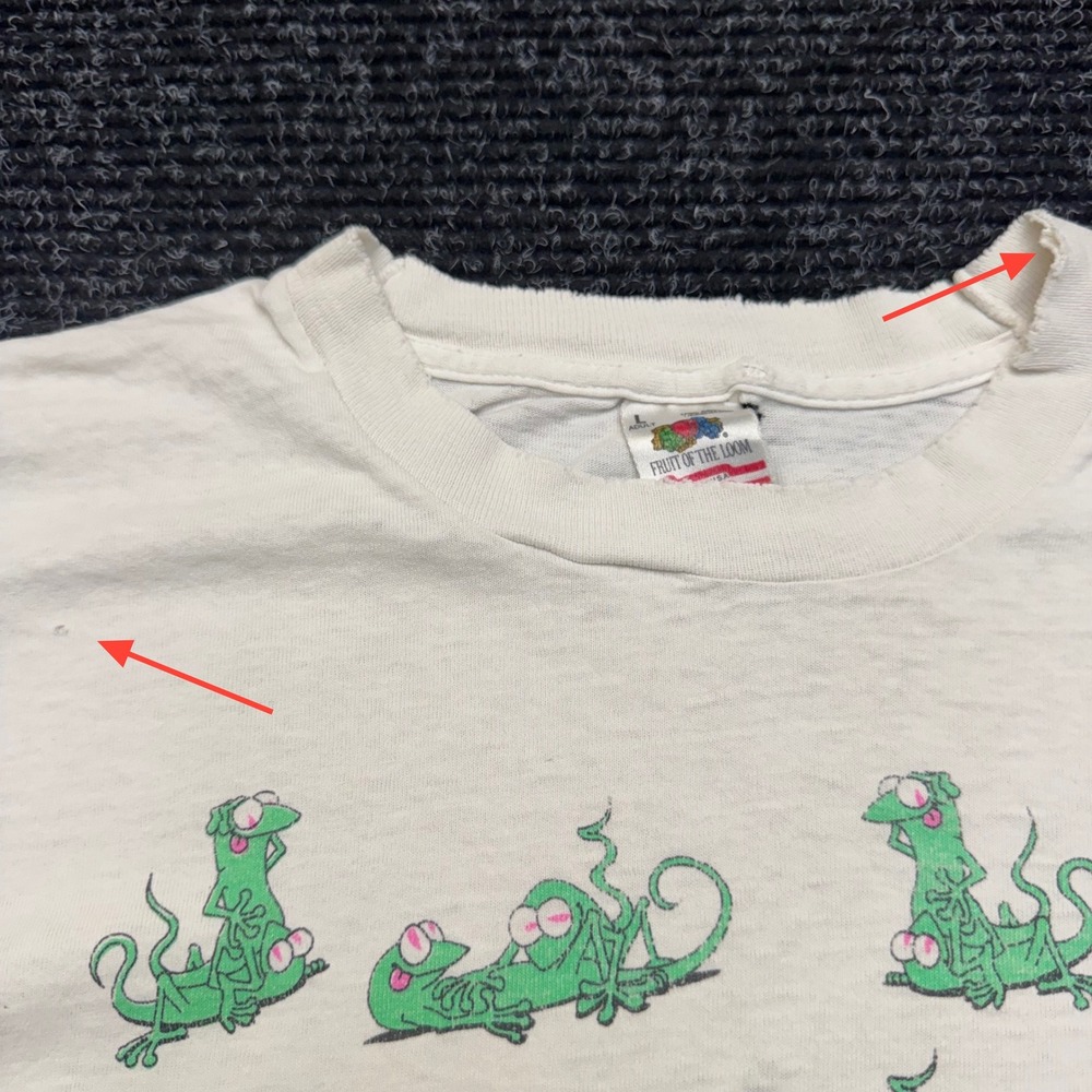 Vintage 90s Pensacola Beach Lizard T-Shirt Nixon Did This Single Stitch White L - Picture 5 of 16